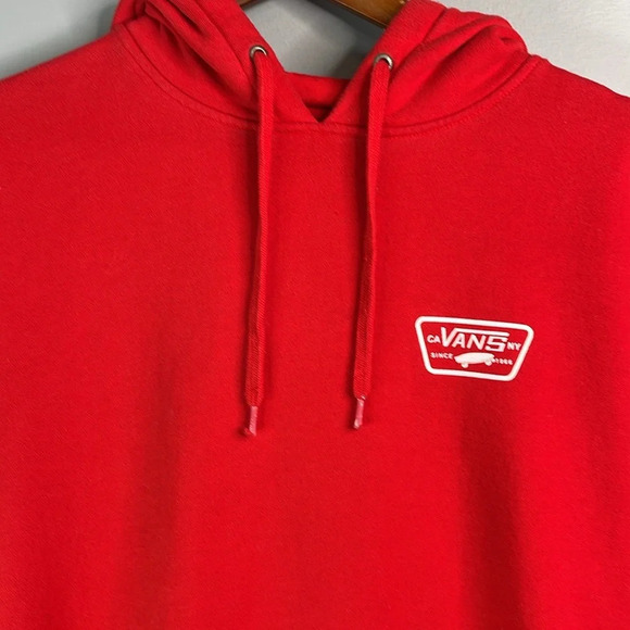VANS Unisex Full Patch Hoodie Red White Graphic Front Back Kangaroo Pocket Small - Picture 4 of 15